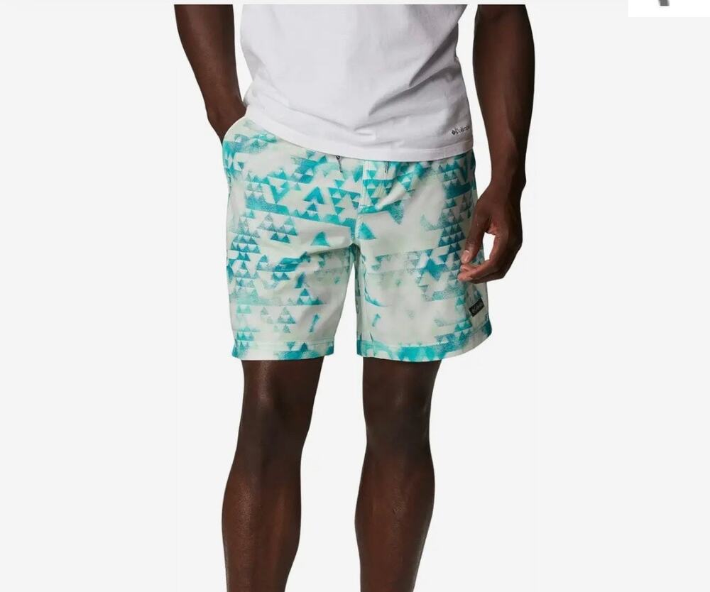 Columbia Summertide Mens Swim Shorts Trunks Size XL Green Geometric